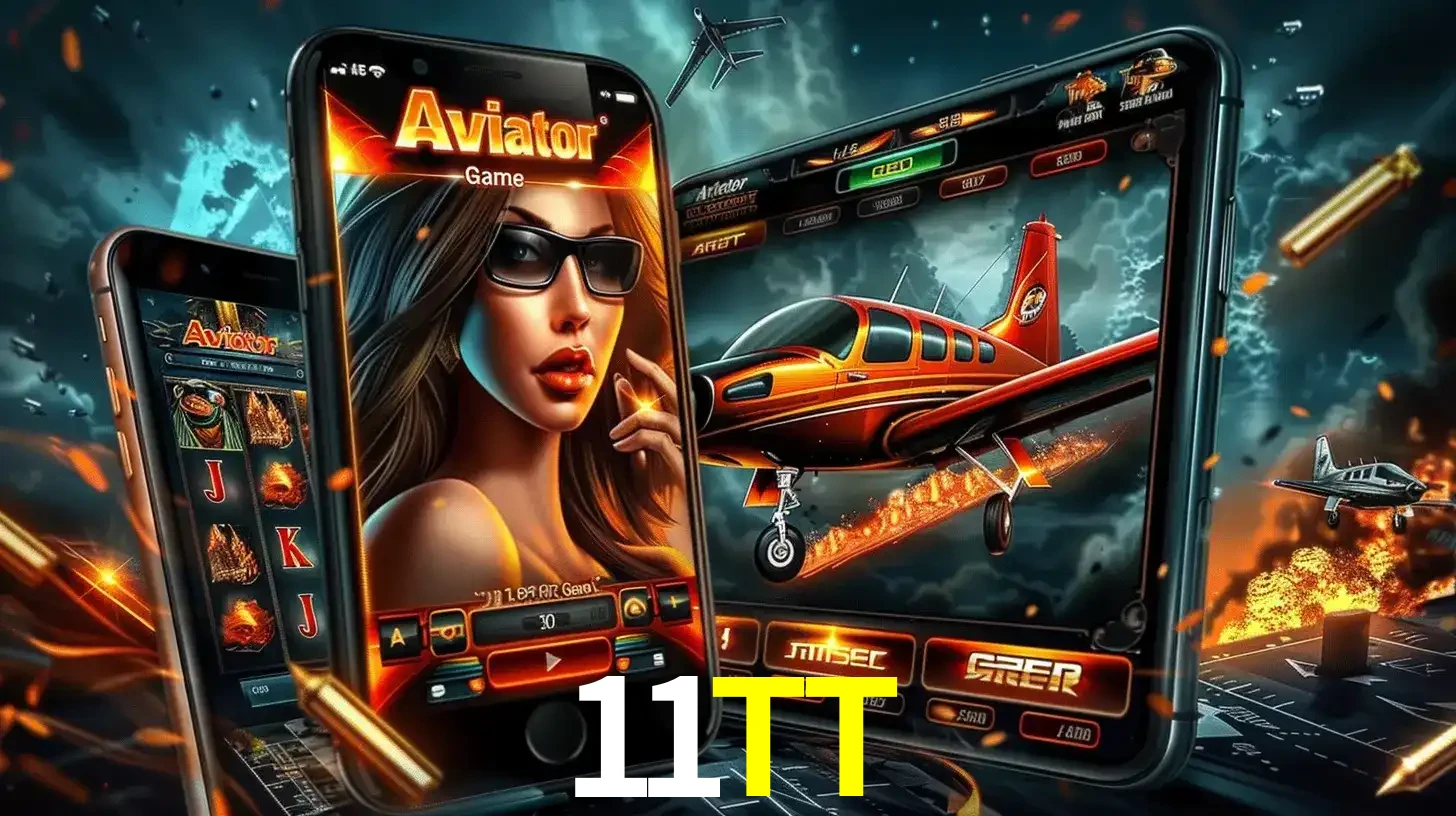 O popular jogo de apostas Aviator exibido em vários celulares e tablets, mostrando a interface emocionante e a ação de voo disponíveis para jogar agora no 11TT.