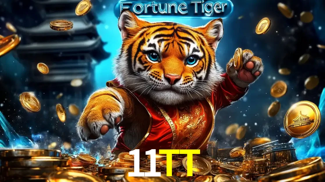 Imagem promocional do jogo de slot Fortune Tiger, com um tigre majestoso em traje tradicional cercado por uma fortuna em moedas de ouro, disponível agora no cassino 11TT.