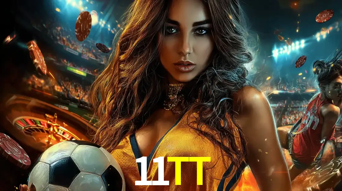 Mulher segurando uma bola de futebol em uma montagem que mistura a paixão esportiva com a emoção da roleta de cassino, tudo disponível na plataforma 11TT.
